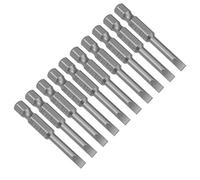 sourcing map 10 Pcs 4mm Slotted Tip Magnetic Flat Head Screwdriver Bits, 1/4 Inch Hex Shank 2-inch Length S2 Power Tool (Sandblasting)