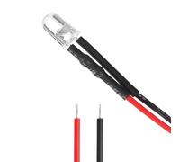 sourcing map 10 Pcs 5mm Pre Wired LED Light Emitting Diodes, 3-6V 20mA Cool White Bright LED Diode Lights Bulb Light-Emitting Lamp for Electronics Circuit Components