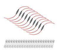 sourcing map 10 Pcs 5x20mm Inline Screw Type Fuse Holder 16 Gauge AWG Red Wire with 20 Pcs 15A Fast Blow Glass Fuses