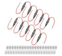sourcing map 10 Pcs 5x20mm Inline Screw Type Fuse Holder 22 Gauge AWG Red Wire with 20 Pcs 15A Fast Blow Glass Fuses