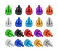 sourcing map 10 Pcs 6#32 Knurled Thumb Screw Computer Case Threaded Hand Tighten Screws Aluminum Alloy for PC Case, Green/Black/Red/Purple/Orange/Silver/Deep Blue/Light Blue/Gold/Gray