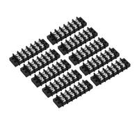 sourcing map 10 Pcs 6 Positions Terminal Block 300V 20A 9.5mm Pitch Dual Rows 6 Circuits DIN Row Screw Terminals Strip