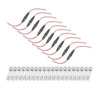sourcing map 10 Pcs 6x30mm Inline Screw Type Fuse Holder 18 Gauge AWG Red Wire with 20 Pcs 15A Fast Blow Glass Fuses