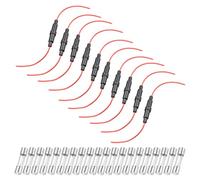 sourcing map 10 Pcs 6x30mm Inline Screw Type Fuse Holder 22 Gauge AWG Red Wire with 20 Pcs 15A Fast Blow Glass Fuses