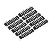 sourcing map 10 Pcs 8 Positions Terminal Block 300V 20A 9.5mm Pitch Dual Rows 8 Circuits DIN Row Screw Terminals Strip