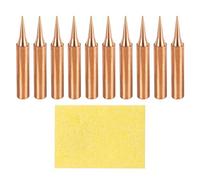sourcing map 10 Pcs 900M Soldering Iron Tips Copper Non-Magnetic Welding Head with Cleaning Sponge Pad Replacement for Solder Station Tip (900M-T-I)