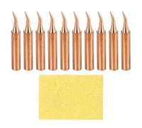 sourcing map 10 Pcs 900M Soldering Iron Tips Copper Non-Magnetic Welding Head with Cleaning Sponge Pad Replacement for Solder Station Tip (900M-T-IS)