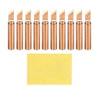 sourcing map 10 Pcs 900M Soldering Iron Tips Copper Non-Magnetic Welding Head with Cleaning Sponge Pad Replacement for Solder Station Tip (900M-T-K)
