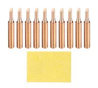 sourcing map 10 Pcs 900M Soldering Iron Tips Copper Non-Magnetic Welding Head with Cleaning Sponge Pad Replacement for Solder Station Tip (900M-T-3C)