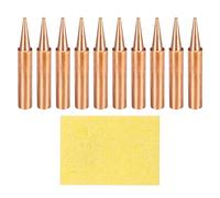 sourcing map 10 Pcs 900M Soldering Iron Tips Copper Non-Magnetic Welding Head with Cleaning Sponge Pad Replacement for Solder Station Tip (900M-T-B)