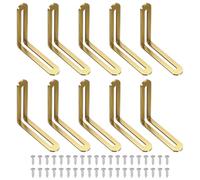 sourcing map 10 Pcs Adjustable Right Angle Brackets, Slotted L-Shape Corner Bracket 80 x 19 x 80 mm, 90 Degree Steel l Bracket Support for Shelves, Wood Furniture Construction, Gold