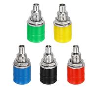 sourcing map 10 Pcs Banana Jack, 24A 6 x 4mm Panel Mount Banana Female Panel Socket Jack, 4mm Binding Post Adapter for Banana Plug Connectors, 5 Colors