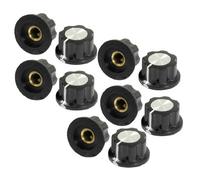 sourcing map 10 Pcs Black Silver Tone 19mm Top Rotary Knobs for 6mm Dia. Shaft Potentiometer