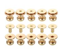 sourcing map 10 Pcs Brass Ball Head Stud Screw, 7mm/0.28" Nipple Rivet Button Strap Stopper for DIY Leather Craft, Gold Tone