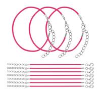 sourcing map 10 PCS Bright Rose Red Bracelet Cord w Lobster Clasp 9" 1.5mm
