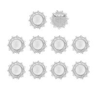 sourcing map 10 Pcs Cabochon Brooch, 25mm Alloy Findings Trays Round Pins, Vintage Setting Brooch Pins for DIY Jewelry Making Pendants Photo Craft, Sun Style, Silver