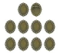 sourcing map 10 Pcs Cabochon Brooch, 25x18mm Alloy Findings Trays Oval Pins, Vintage Setting Brooch Pins for DIY Jewelry Making Pendants Photo Craft, Lace Style, Bronze