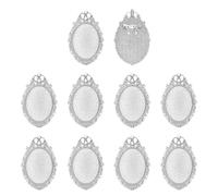 sourcing map 10 Pcs Cabochon Brooch, 40x30mm Alloy Findings Trays Oval Pins, Vintage Setting Brooch Pins for DIY Jewelry Making Pendants Photo Craft, Crown Style, Silver