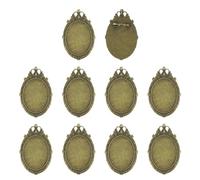 sourcing map 10 Pcs Cabochon Brooch, 40x30mm Alloy Findings Trays Oval Pins, Vintage Setting Brooch Pins for DIY Jewelry Making Pendants Photo Craft, Crown Style, Bronze