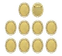 sourcing map 10 Pcs Cabochon Brooch, 40x30mm Alloy Findings Trays Oval Pins, Vintage Setting Brooch Pins for DIY Jewelry Making Pendants Photo Craft, Vintage Style, Golden
