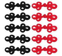 sourcing map 10 Pcs Chinese Knots Frog Buttons Closure Dark Red/Black Sewing Buttons Fasteners for DIY Sewing Coats Cloak Sweater Bridal Costume Outfit