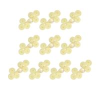 sourcing map 10 Pcs Chinese Knots Frog Buttons Closure Handmade Three-Wheel Shape Sewing Buttons Light Yellow Buckle with Jade for Cheongsam Dresses Shirts Sweater Cloak Coat, 0.98" × 2.17"