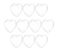 sourcing map 10 Pcs Clear Fillable Heart Ornament, 7cm Hanging Plastic Balls Transparent Heart Shaped Decor Christmas Sphere for DIY Craft, Party, Wedding
