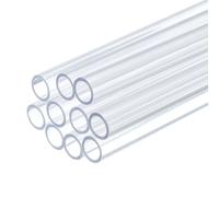 sourcing map 10 Pcs Clear Plastic Rigid Tubing 6mm ID x 8mm OD, 0.5 Meters Length Round Polycarbonate Tubing for Aquarium Water Pipe, Water Cooling System, Plumbing