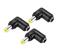 sourcing map 10 Pcs DC Power Adapter,90 Degree Female 5.5mm x 2.1mm to Male 5.5mm x 2.5mm Plug Tips Yellow with 1.2 Inch Wire for External Power Source