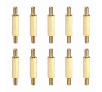 sourcing map 10 Pcs Double Ended Copper Stud Nut, M3x27mm Male to Male Double End Threaded Stud for Hex Head Double End Studs Rods Right Left Hand Thread Screws