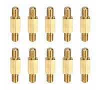 sourcing map 10 Pcs Double Ended Copper Stud Nut, M4x21mm Male to Male Double End Threaded Stud for Hex Head Double End Studs Rods Right Left Hand Thread Screws