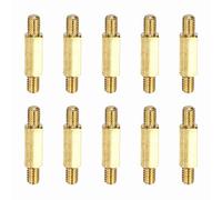 sourcing map 10 Pcs Double Ended Copper Stud Nut, M4x25mm Male to Male Double End Threaded Stud for Hex Head Double End Studs Rods Right Left Hand Thread Screws