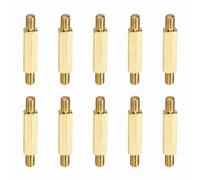 sourcing map 10 Pcs Double Ended Copper Stud Nut, M4x31mm Male to Male Double End Threaded Stud for Hex Head Double End Studs Rods Right Left Hand Thread Screws