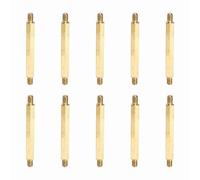 sourcing map 10 Pcs Double Ended Copper Stud Nut, M4x52mm Male to Male Double End Threaded Stud for Hex Head Double End Studs Rods Right Left Hand Thread Screws