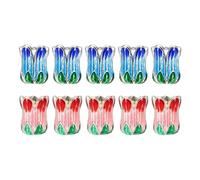 sourcing map 10 Pcs Enamel Flower Spacer Bead Caps, 11 x 8mm Alloy Tulip Flower Beads End Caps Silver Edge Spacers for Jewelry Making Bracelet Necklace Earring, Gradient Red/Gradient Blue