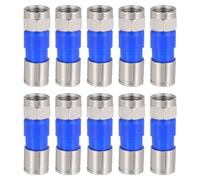 sourcing map 10 Pcs F Type Coaxial Cable Compression Connectors, 75 Ohm Copper RG59 Coaxial Male Connector with Water Tight O Ring for Cable TV Antennas Routers Modems Satellite TV, Blue