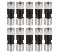 sourcing map 10 Pcs F Type Coaxial Cable Compression Connectors, 75 Ohm Copper RG59 Coaxial Male Connector with Water Tight O Ring for Cable TV Antennas Routers Modems Satellite TV, Black
