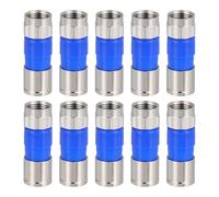 sourcing map 10 Pcs F Type Coaxial Cable Compression Connectors, 75 Ohm Copper RG6 Coaxial Male Connector with Water Tight O Ring for Cable TV Antennas Routers Modems Satellite TV, Blue