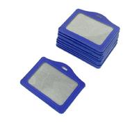 sourcing map 10 Pcs Faux Leather Horizontal Staff Name Badge Holder Blue Lanyard Work Documents Sets