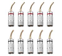 sourcing map 10 Pcs Flex Pin Banana Plugs, 8.5mm (5/16") Banana Plug Jack Socket, 2mm Gold Plated Banana Plugs for Spring Loaded Terminals, Speaker Wire, Matte