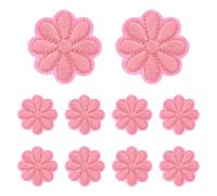 sourcing map 10 Pcs Flower Iron-on Patches, 1.57 Inch Cute Flower Applique Patches Embroidered Sew on Patch for Clothing Jackets Backpack Shoes DIY Accessory Bags, Dark Pink