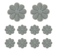 sourcing map 10 Pcs Flower Iron-on Patches, 1.57 Inch Cute Flower Applique Patches Embroidered Sew on Patch for Clothing Jackets Backpack Shoes DIY Accessory Bags, Gray