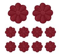 sourcing map 10 Pcs Flower Iron-on Patches, 1.57 Inch Cute Flower Applique Patches Embroidered Sew on Patch for Clothing Jackets Backpack Shoes DIY Accessory Bags, Dark Red