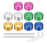 sourcing map 10 Pcs Footswitch Toppers Guitar Pedal Button Caps Metal Footswitch Top Cover 3/8" Multi-Color for Guitar Effects Pedal Buttons, Red, Yellow, Blue, Silver, Green