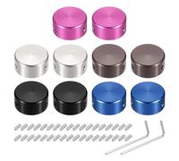 sourcing map 10 Pcs Footswitch Toppers Guitar Pedal Button Caps Metal Footswitch Top Cover 3/8" Multi-Color for Guitar Effects Pedal Buttons, Red, Blue, Silver Grey, Grey, Black