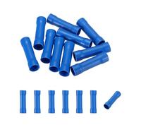 sourcing map 10 Pcs Fully Insulated Butt Connectors, BV14 7-5 Gauge Copper Wiring Crimps Terminals Kit, Straight Wire Terminals for Wire Connection Electrical, Blue