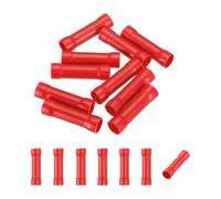 sourcing map 10 Pcs Fully Insulated Butt Connectors, BV8 10-7 Gauge Copper Wiring Crimps Terminals Kit, Straight Wire Terminals for Wire Connection Electrical, Red