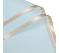 sourcing map 10 Pcs Gold Edge Flower Wrapping Paper Light Blue 22.8x22.8 Inch Waterproof for Florist Bouquet Supplies, DIY Crafts, Gift/Gift Box Packaging