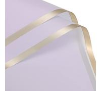 sourcing map 10 Pcs Gold Edge Flower Wrapping Paper Purple 22.8x22.8 Inch Waterproof for Florist Bouquet Supplies, DIY Crafts, Gift/Gift Box Packaging
