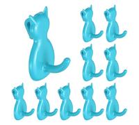 sourcing map 10 Pcs Grid Wall Hooks, 2.2 Inch Grid Wall Panel Plastic Utility Hook, Shelf Accessories Hangers for Garage Store Warehouse Shop Home Hanging, Cat Shape (Blue)